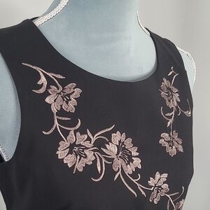 Embroidered Floral Black Dress